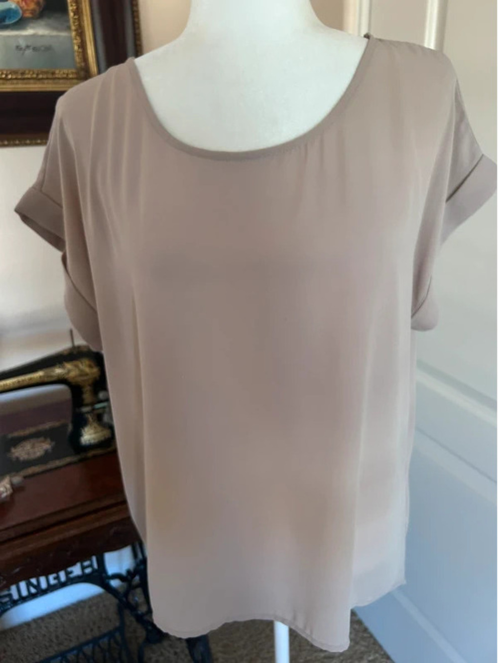 Taupe Short Sleeved Forever 21 Blouse